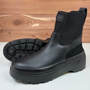 Hunter Explorer Lug Chelsea Leather Boot Black Women's size 9 US - NEW